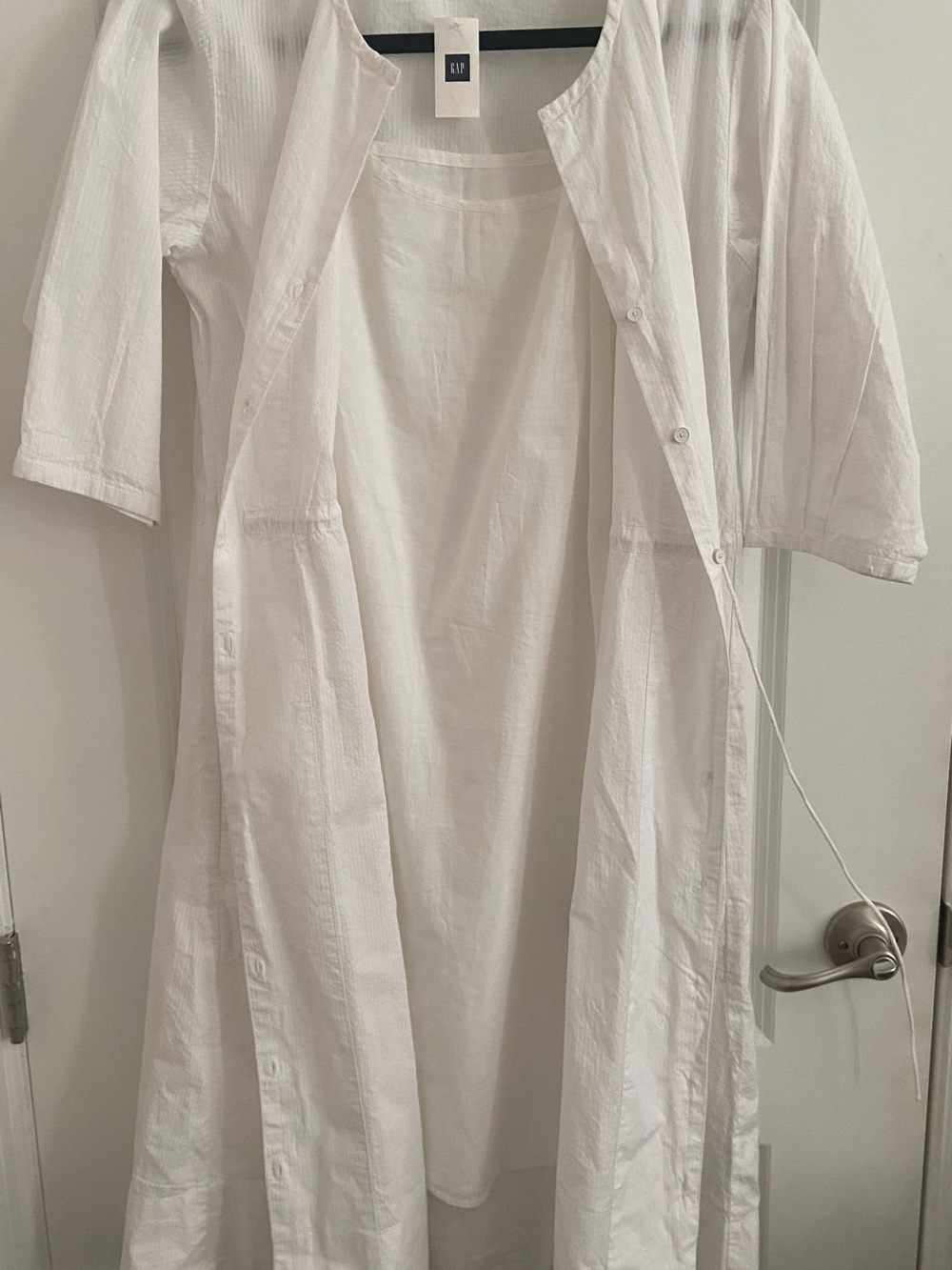 NWT Gap White Button-Front Tunic Dress with Slip Liner Set - Size S